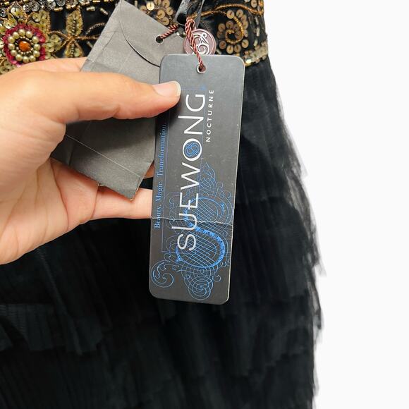 NWT Sue Wong Black Beaded Short Layered Dress Size‎ 2 - Picture 9 of 15